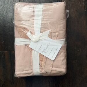 NWT Pottery Barn Velvet Lattice Stitch Standard  26 x 20 Sham Blush Pink